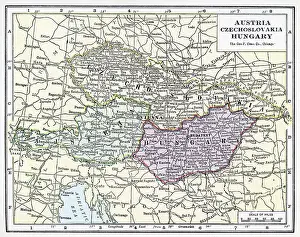 Prints of A color map of Austria, Czechoslovakia, and Hungary, 1922. (Photo by Interim Archives/Getty Images) Discover the World in Maps: Past, Present, and Beyond: Map Of Austria, Czechoslovakia, And Hungary