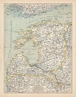 Images Dated 3rd June 2015: Map of Baltic states, lithograph, published in 1877