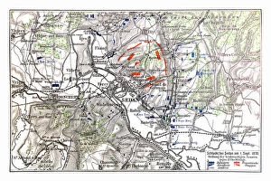 Historcal Battle Maps and Plans Collection: Map of Battle of Sedan, it was fought during the Franco-Prussian War from 1 to 2 September 1870