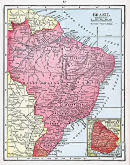 Prints of A color map of Brazil, with Uruguay inset, 1922. (Photo by Interim Archives/Getty Images) Discover the World in Maps: Past, Present, and Beyond: Map Of Brazil And Uruguay