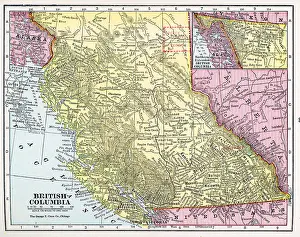 Prints of A color map of the province of British Columbia, Canada, 1922. (Photo by Interim Archives/Getty Images) Discover the World in Maps: Past, Present, and Beyond: Map Of British Columbia