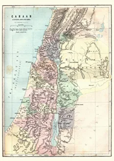 Historical Geopolitical Location Collection: Map of Canaan as divided amoung the tribes