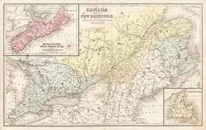 Images Dated 1st August 2016: Map of Canada and New Brunswick 1867