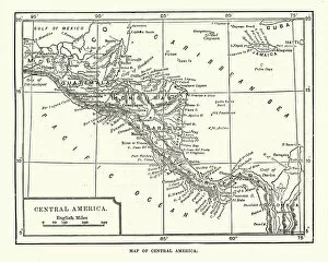 Images Dated 5th January 2018: Map of Central America, 19th Century