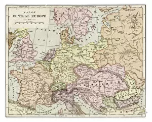 Denmark Collection: Map of central Europe 1889