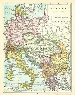 Denmark Collection: Map of Central Europe 1895