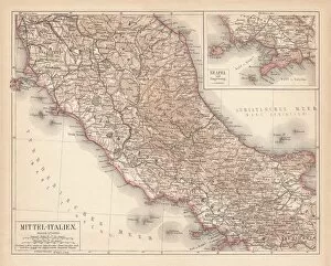 Images Dated 2nd June 2015: Map of Central Italy, lithograph, puplished in 1876