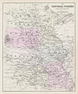 Images Dated 8th May 2018: Map of central States USA 1877