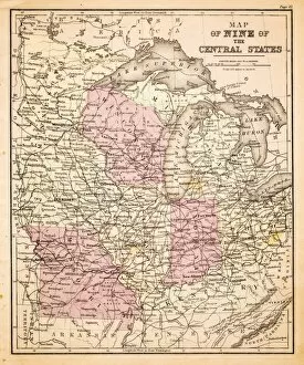 Images Dated 23rd February 2017: Map of Central States USA 1883