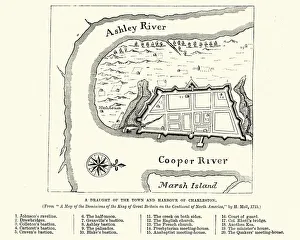 Images Dated 22nd February 2019: Map of Charleston, South Carolina, 18th Century