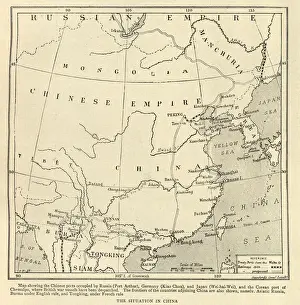 Map of China, Chinese Empire just before the start of the Boxer Rebellion, 1898