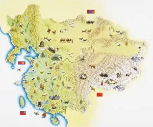 National Flag Gallery: Map of China and northeastern Asia