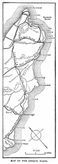 Social History Gallery: Map of the Cinque Ports (Victorian engraving)