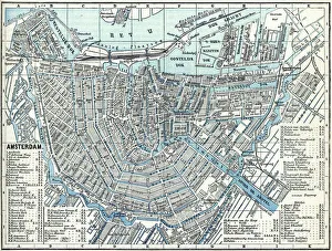City Street Gallery: Map of city Amsterdam Netherlands from 1881