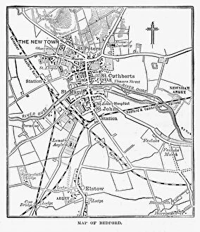 Images Dated 20th March 2017: Map of the City of Bedford, England Victorian Engraving, 1840