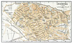 Map of the city of Cremona, Italy - 1893