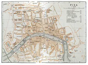 Map of the city of Pisa, Italy - 1893