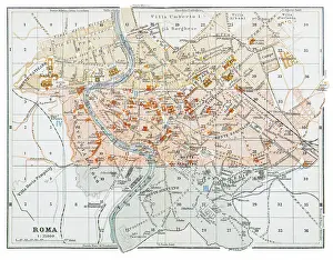 Map of the city of Rome, Italy - 1893