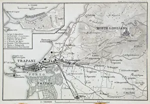 Map of the city of Trapani, Sicily, Italy - 1893