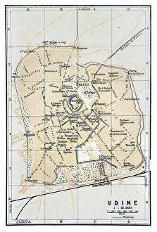Map of the city of Udine, Italy - 1893
