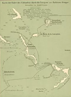 Exploration Collection: Map Of Columbus Route In Bahamas