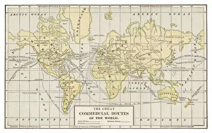 Images Dated 10th April 2018: Map of the commerce routes of the world 1889