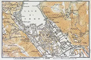 Map of Como Lake, Italy - 1893