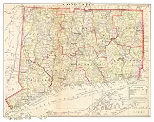 Images Dated 8th May 2018: Map of Connecticut 1877