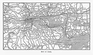 1800s Prints: Map of Cork, County Cork, Ireland Victorian Engraving, 1840