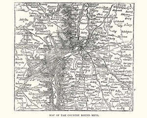 Images Dated 26th June 2017: Map of the country around Metz, France, 1870