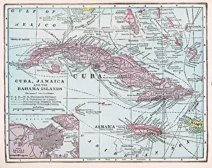 Prints of A color map of the islands of Cuba, Jamaica, and the Bahama islands, 1922. (Photo by Interim Archives/Getty Images) Discover the World in Maps: Past, Present, and Beyond: Map Of Cuba, Jamaica, And The Bahamas