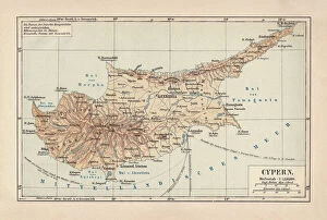 European Culture Gallery: Map of Cyprus, published in 1880