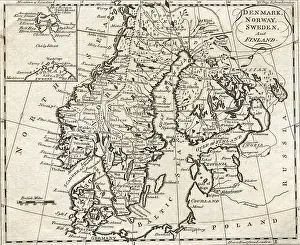 Map of Denmark, Norway, Sweden and Finland