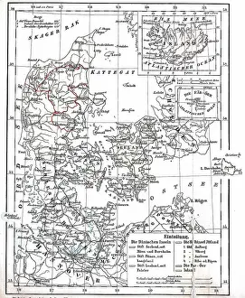 Concept Image Prints: Map of Denmark and Prussian Province of Schleswig-Holstein circa 1890