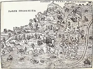 Map Depicting Jacques Cartier's Explorations