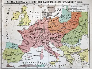 Frankish Prints: Map of early Medieval Europe in the 9th Century