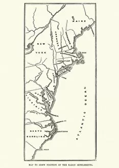 Images Dated 8th November 2018: Map of the early settlements in North America
