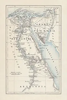 Map of Egypt during the Roman Empire, lithograph, published 1893