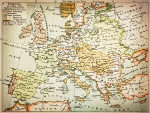 Portugal Gallery: Map of Europe 1721