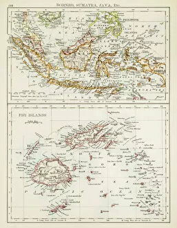 Island Of Borneo Collection: Map of Fiji Sumatra Borneo 1897