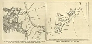 Prints of Vintage engraving of Map of the First Battle of Teb, and Suakim, 1884, 19th Century. The Graphic 1884 Historcal Battle Maps And Plan Prints: Map of the First Battle of Teb, and Suakim, 1884