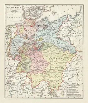 Hesse Gallery: Map of the German Confederation (1815-1866), lithograph, published in 1897