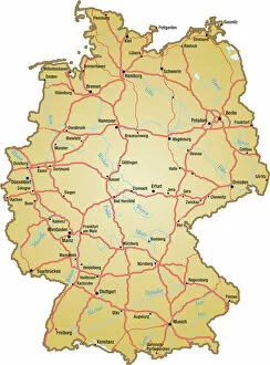 Images Dated 19th June 2018: Map of Germany with all names of the main cities