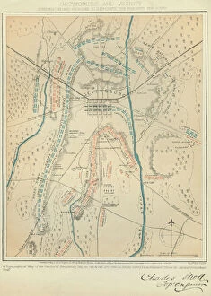 Historcal Battle Maps and Plans Collection: Map of Gettysburg Battles