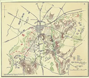 Strategy Prints: Map Of Gettysburg with Troop Positions