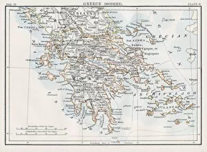 Images Dated 23rd August 2017: Map of Greece 1883