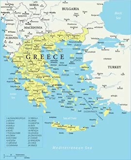 Top Sellers - Art Prints Gallery: Map of Greece - Vector