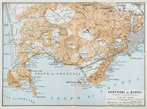Map of the gulf of Naples - Occidental side, Italy - 1893