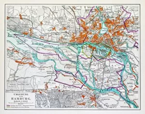 Images Dated 1st July 2015: Map of Hamburg 1895
