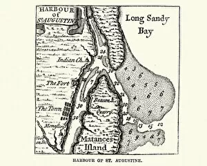 Images Dated 22nd February 2019: Map of Harbour of St Augustine, Canada. 18th Century